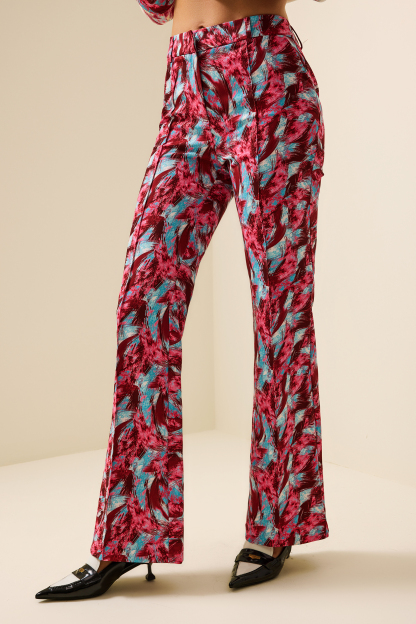 Feather Print High Waist Loose Pants