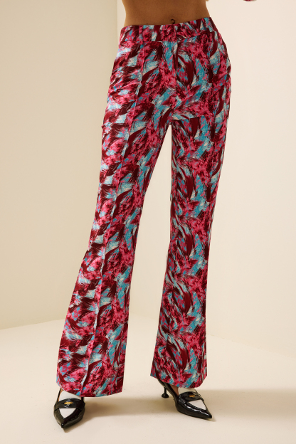 Feather Print High Waist Loose Pants