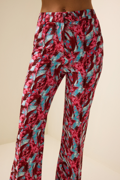 Feather Print High Waist Loose Pants