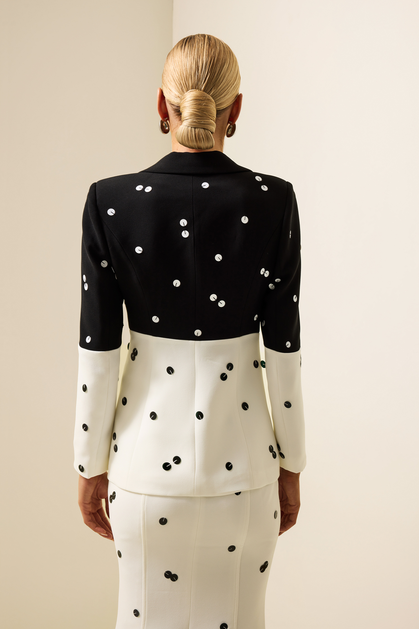 Sequin Splicing Long Sleeve Blazer