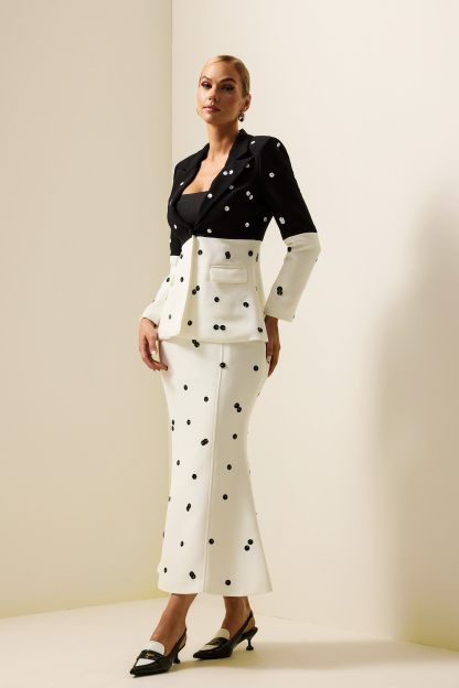 Sequin Splicing Long Sleeve Blazer