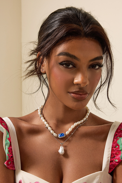 Faux Pearl Double Layered Necklace