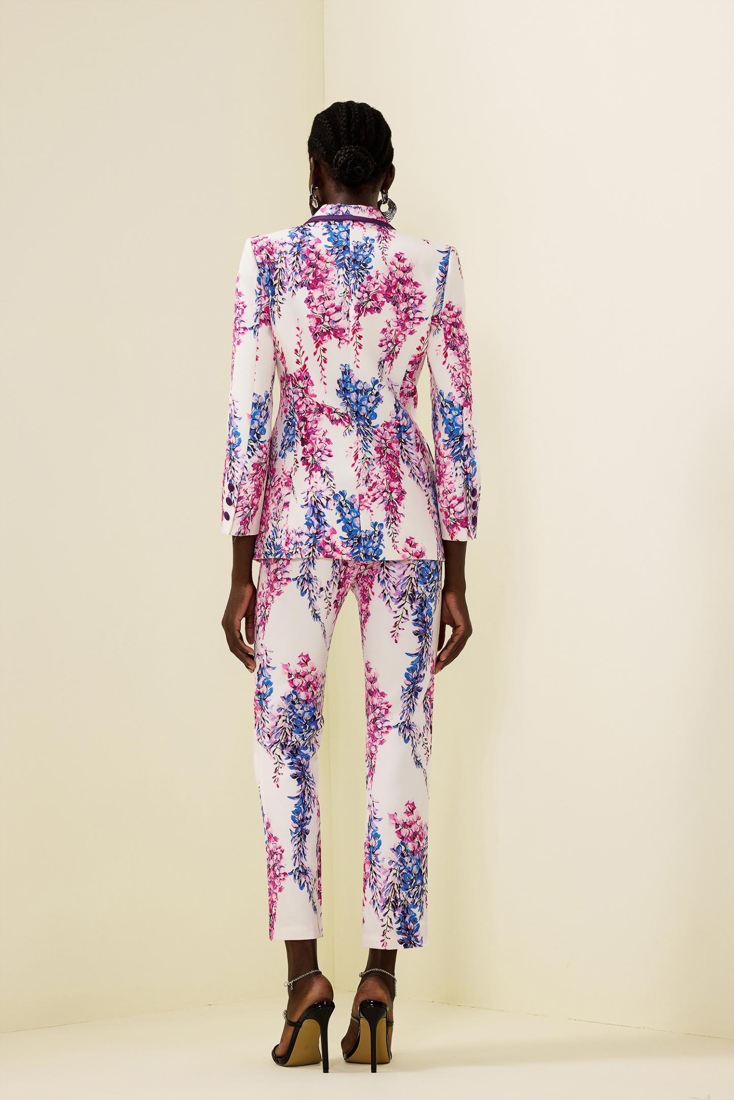 Floral Double Breasted Blazer & High Waist Pants Set