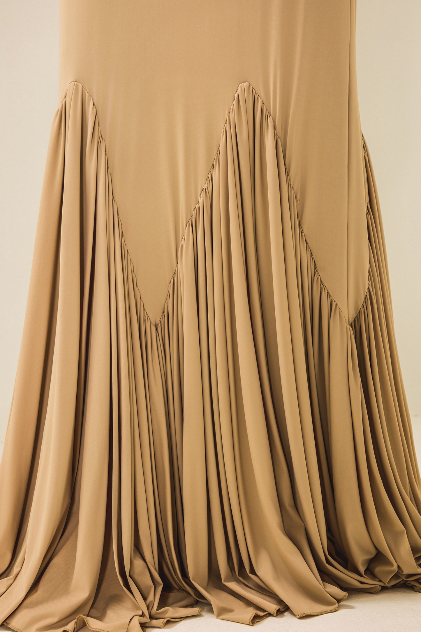 Cowl Neckline Pleat Long Sleeve Maxi Dress