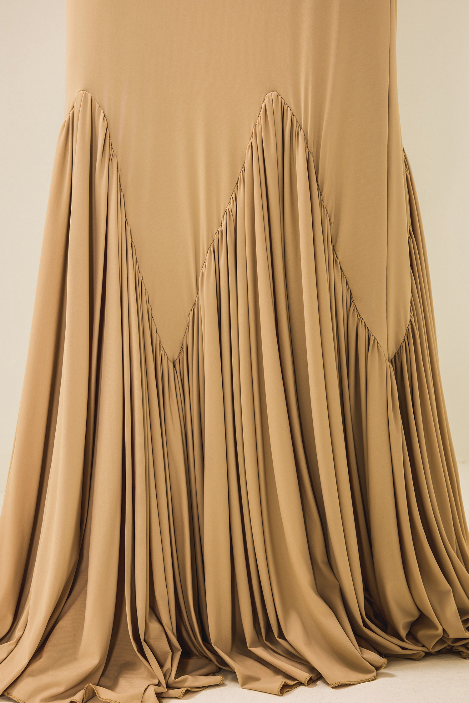 Cowl Neckline Pleat Long Sleeve Maxi Dress