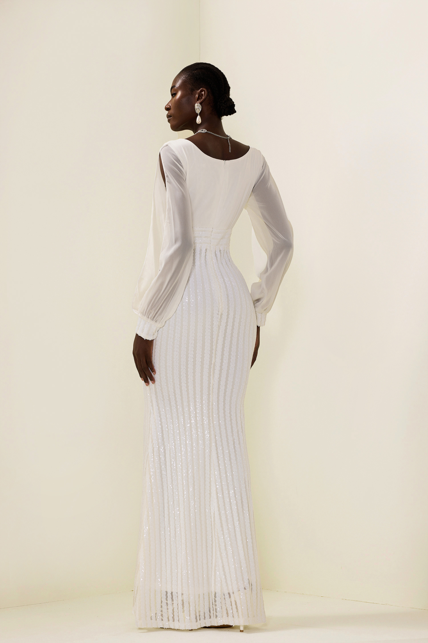 Solid Sequin Cut-Out Maxi Dress