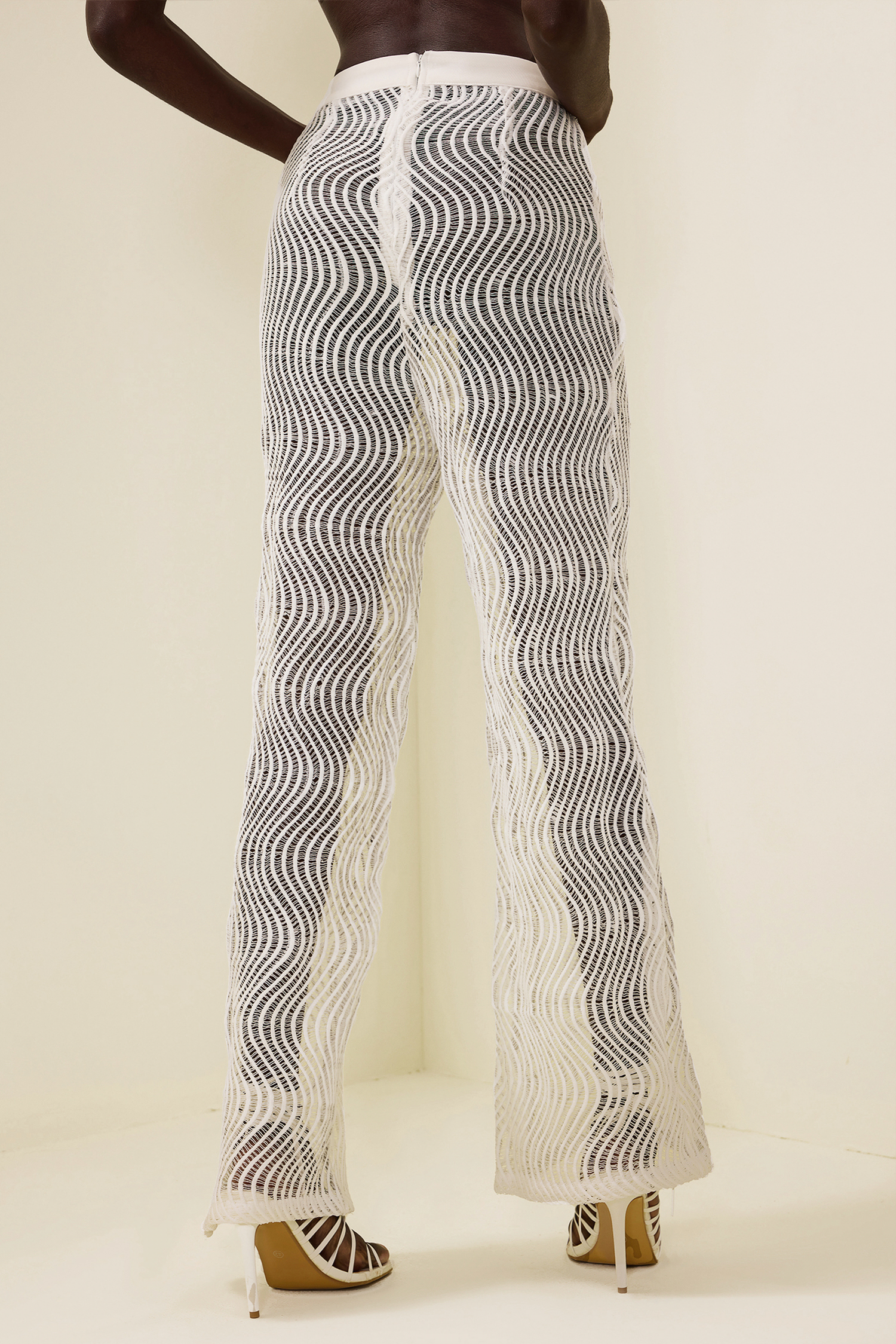Wavy Line Jacquard Mid Waist Pants