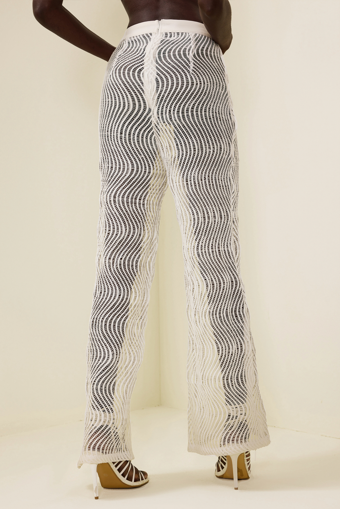 Wavy Line Jacquard Mid Waist Pants
