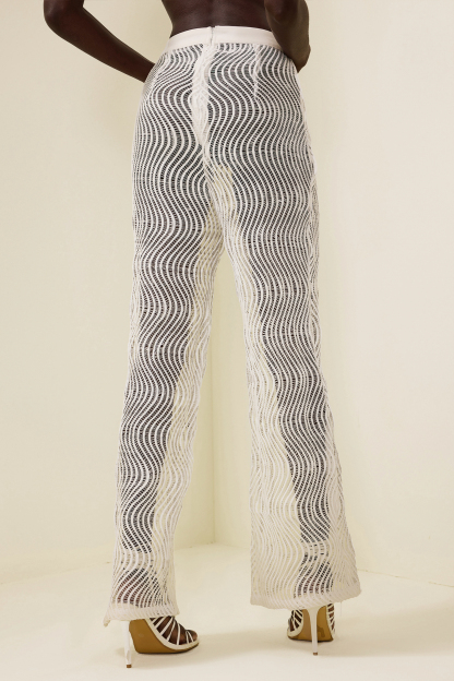 Wavy Line Jacquard Mid Waist Pants