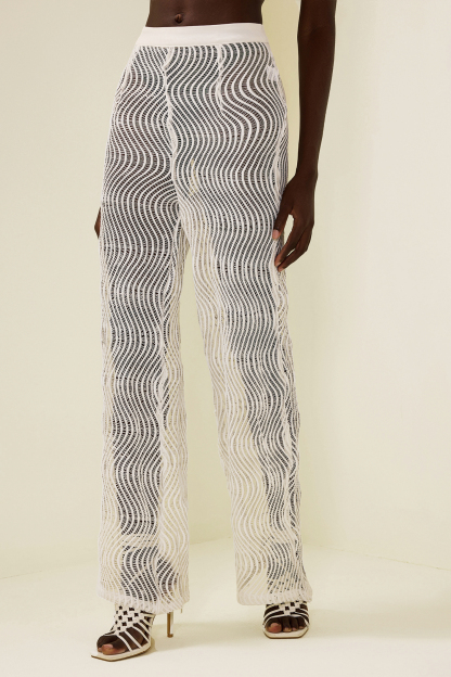 Wavy Line Jacquard Mid Waist Pants