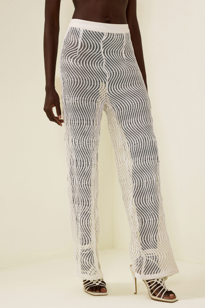 Wavy Line Jacquard Mid Waist Pants