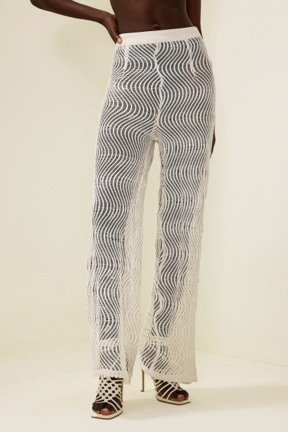 Wavy Line Jacquard Mid Waist Pants