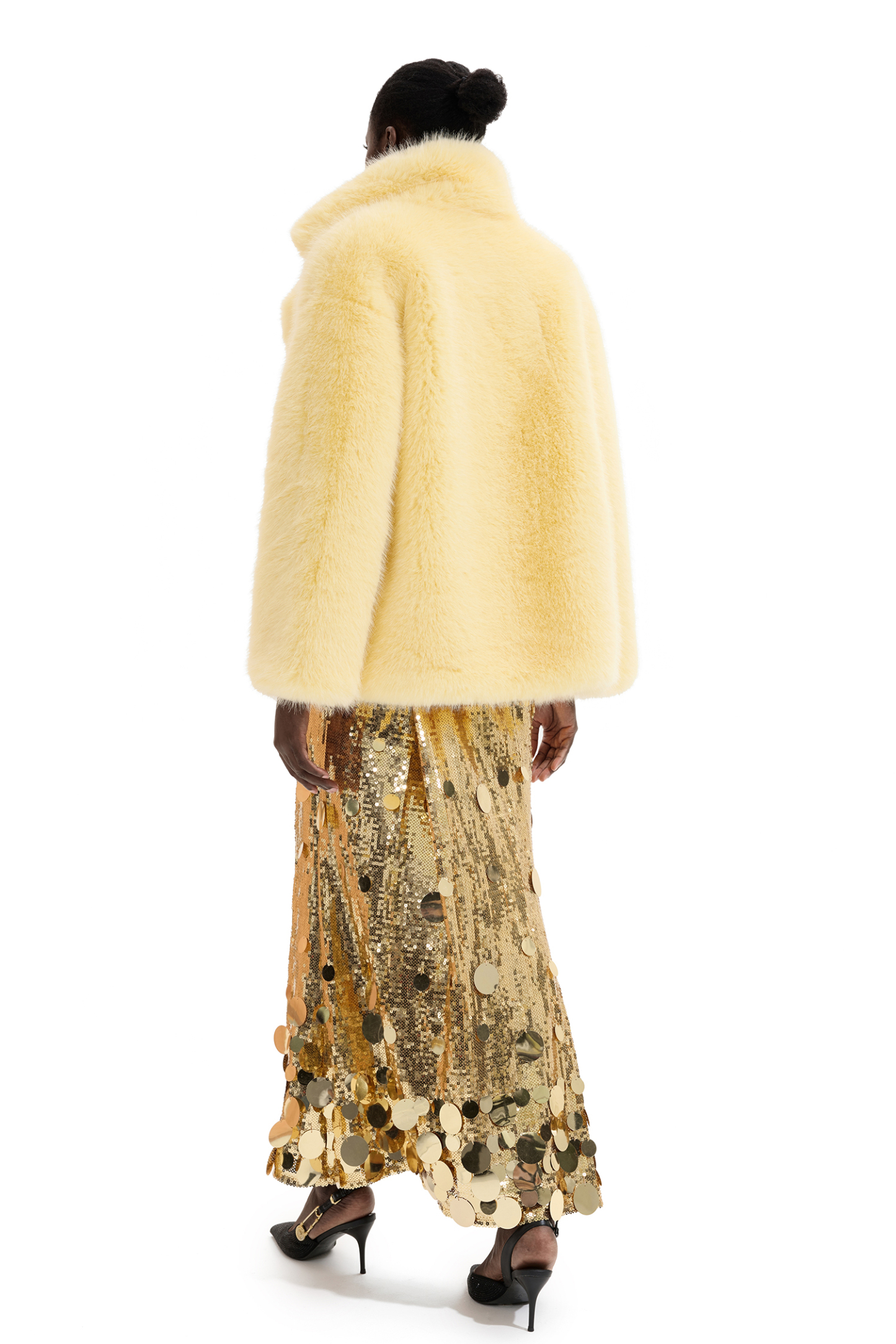Faux Fur Solid Flapped Coat