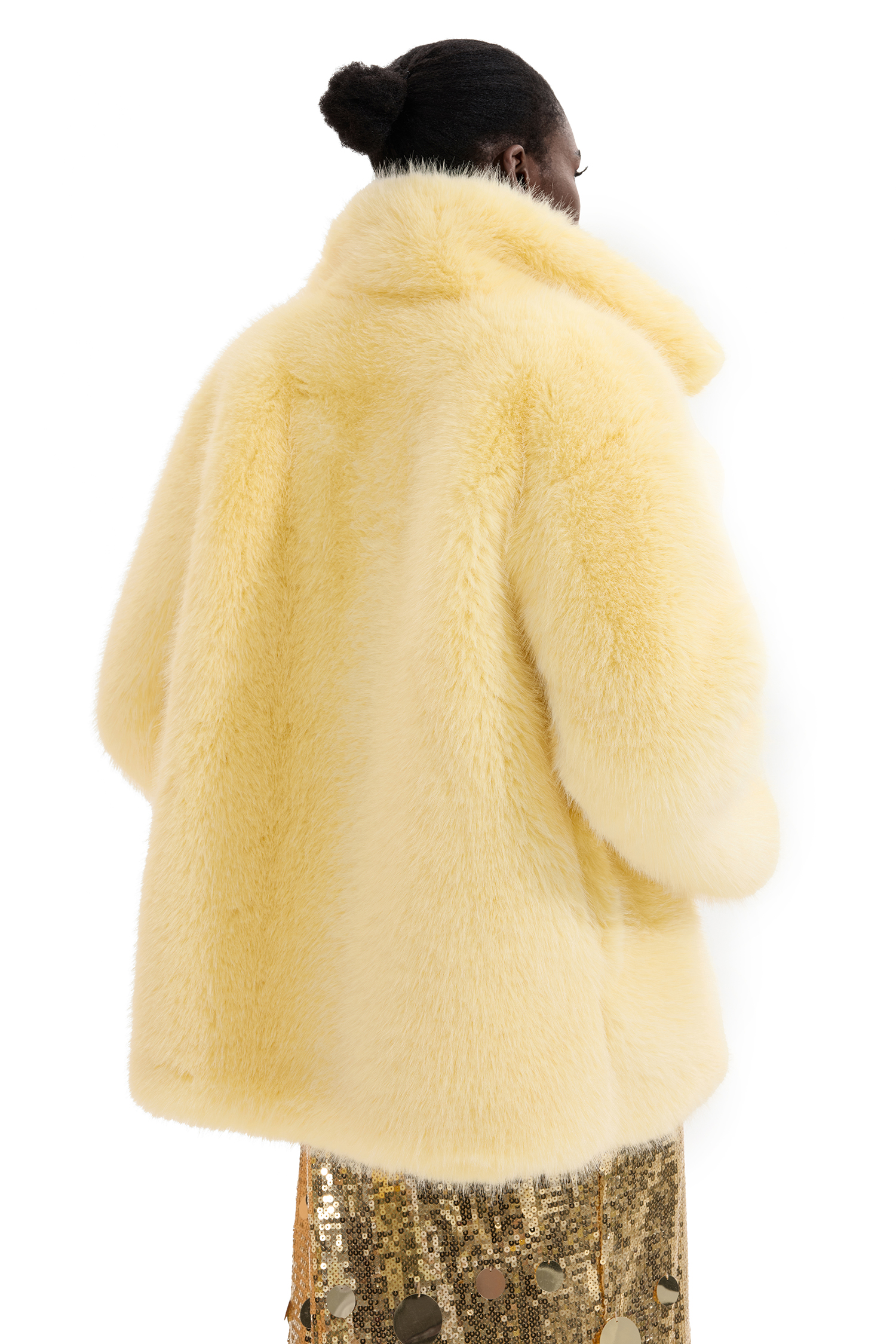 Faux Fur Solid Flapped Coat