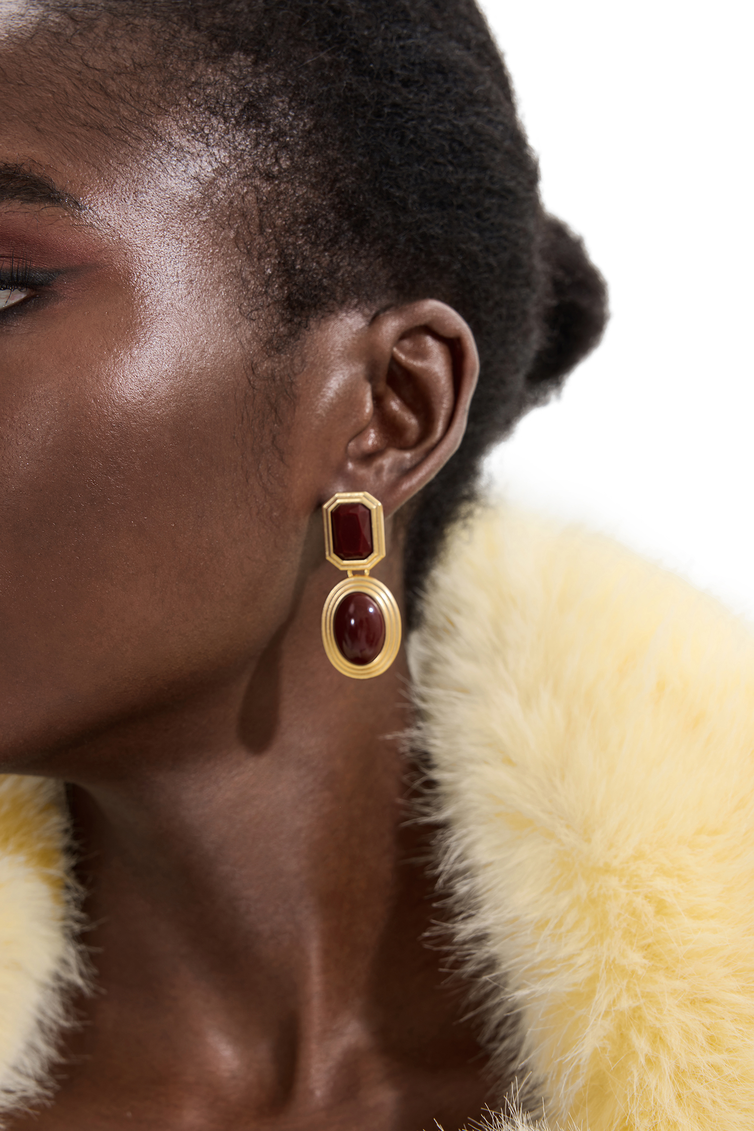 Oval  Octagon Gemstone Stud Earrings