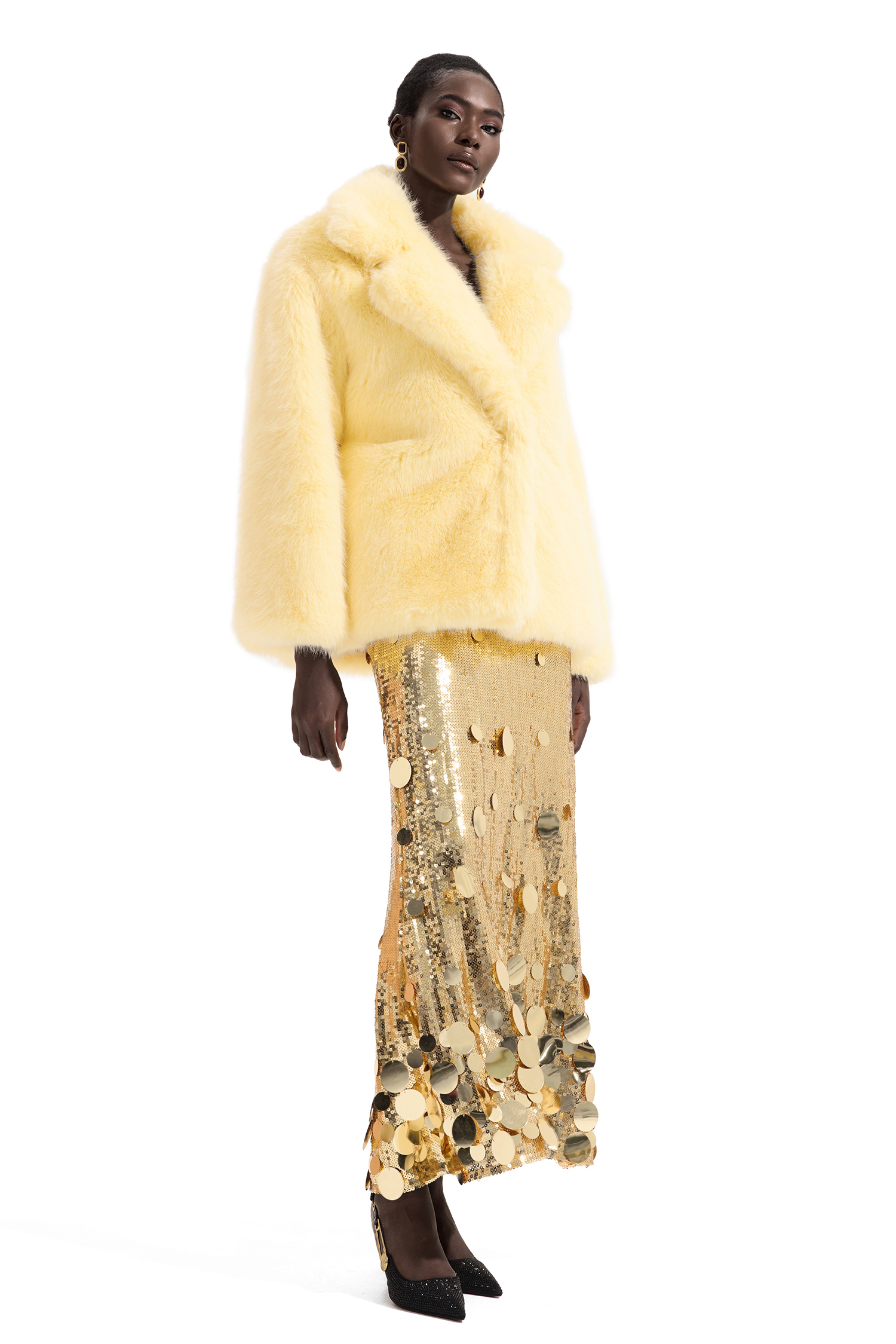 Low Waist Sequin Midi Skirt