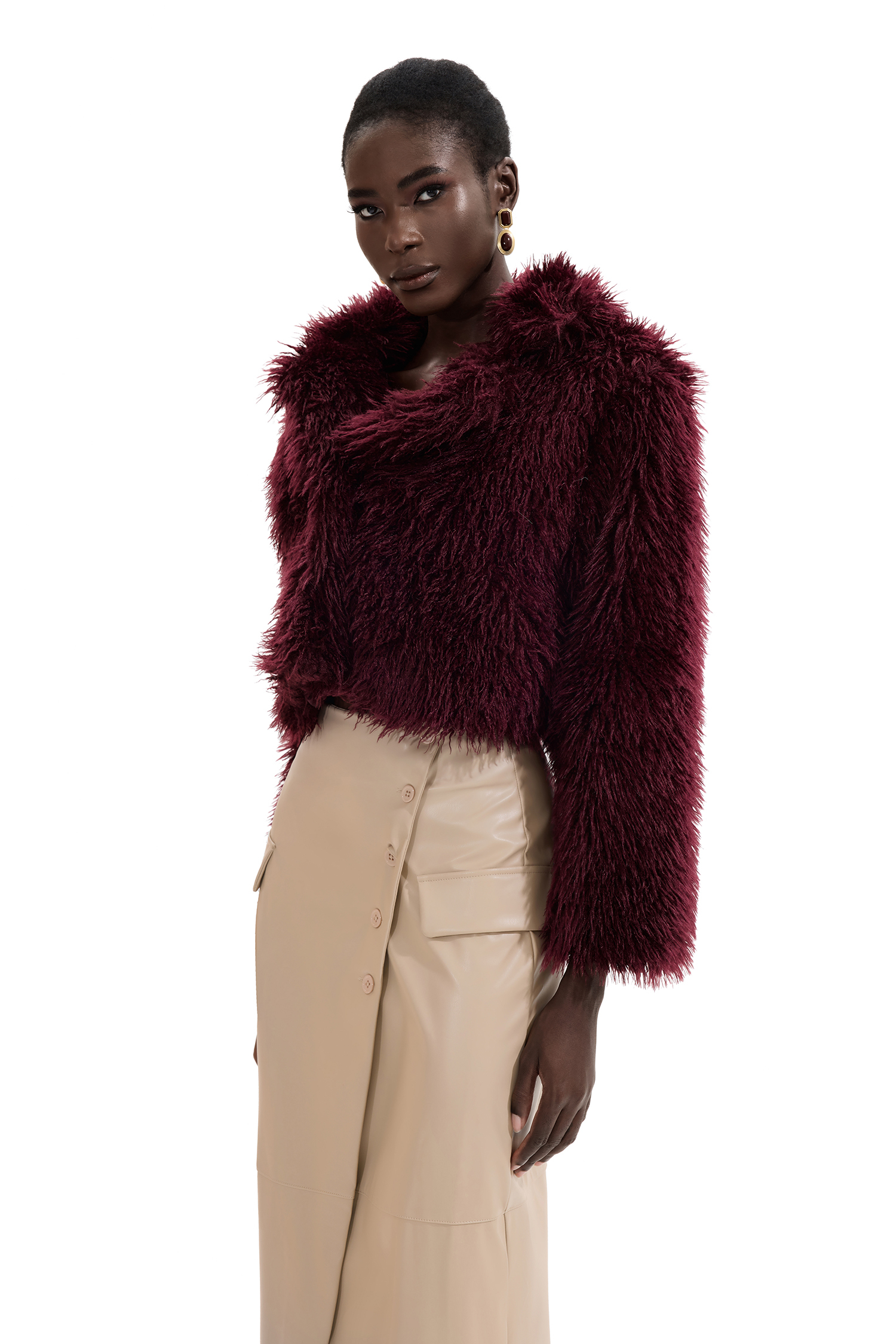Solid Faux Fur Coat