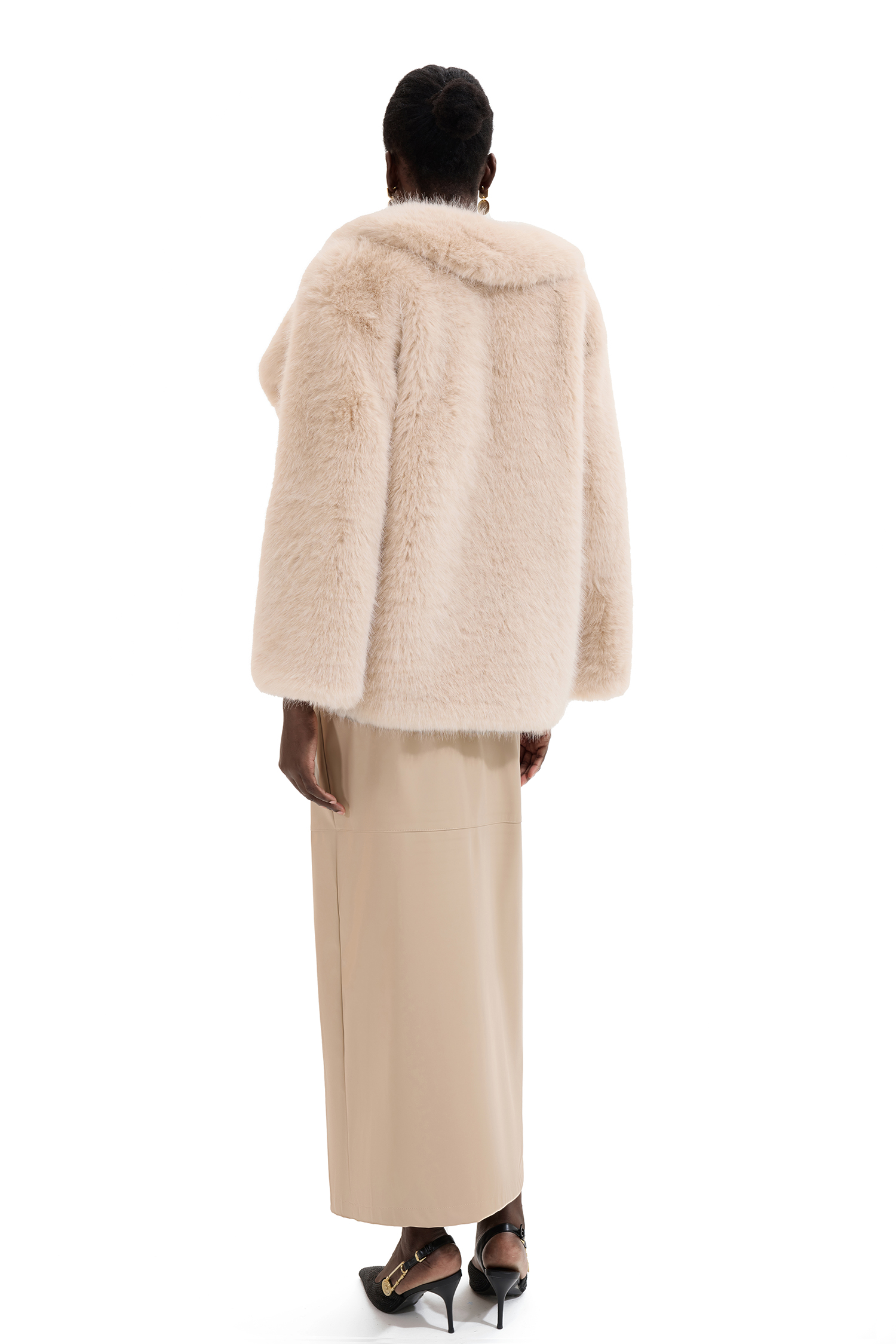 Faux Fur Solid Flapped Coat