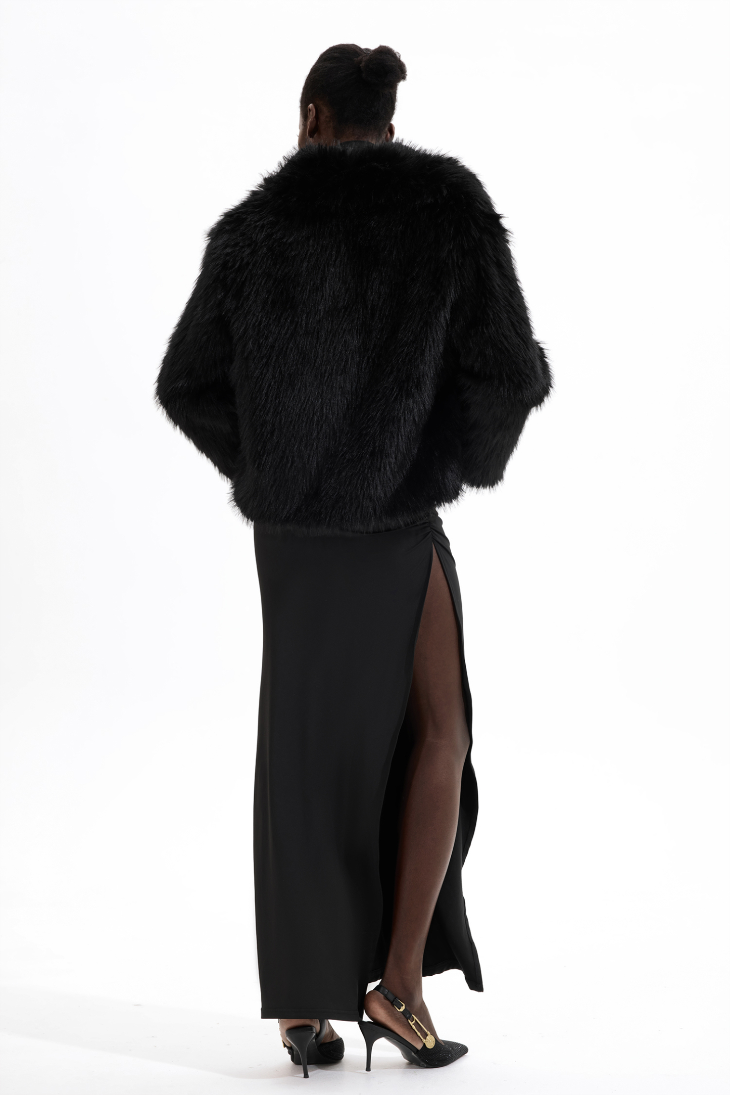 Faux Fur Solid Flapped Coat