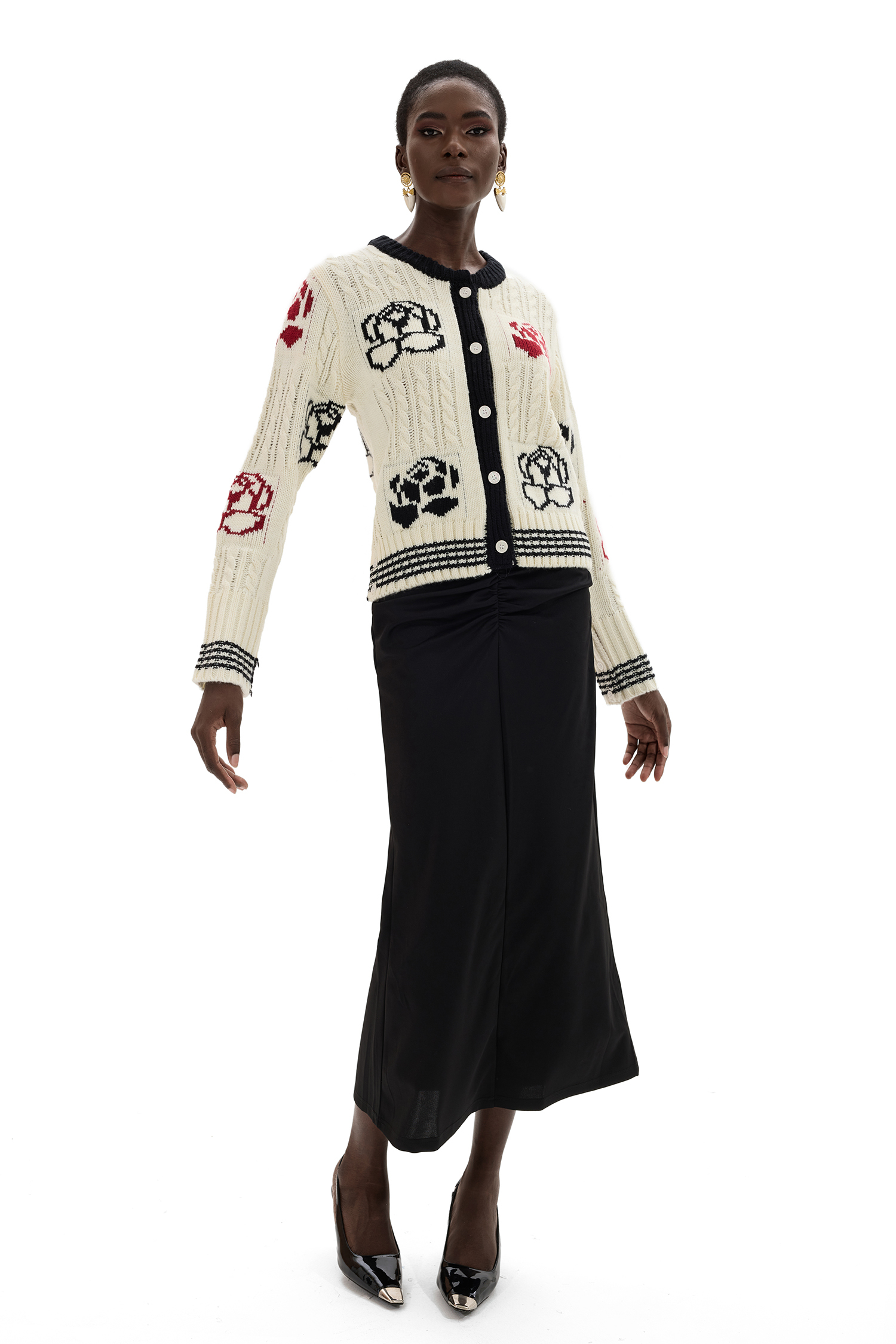 Knit Floral Long Sleeve Cardigan