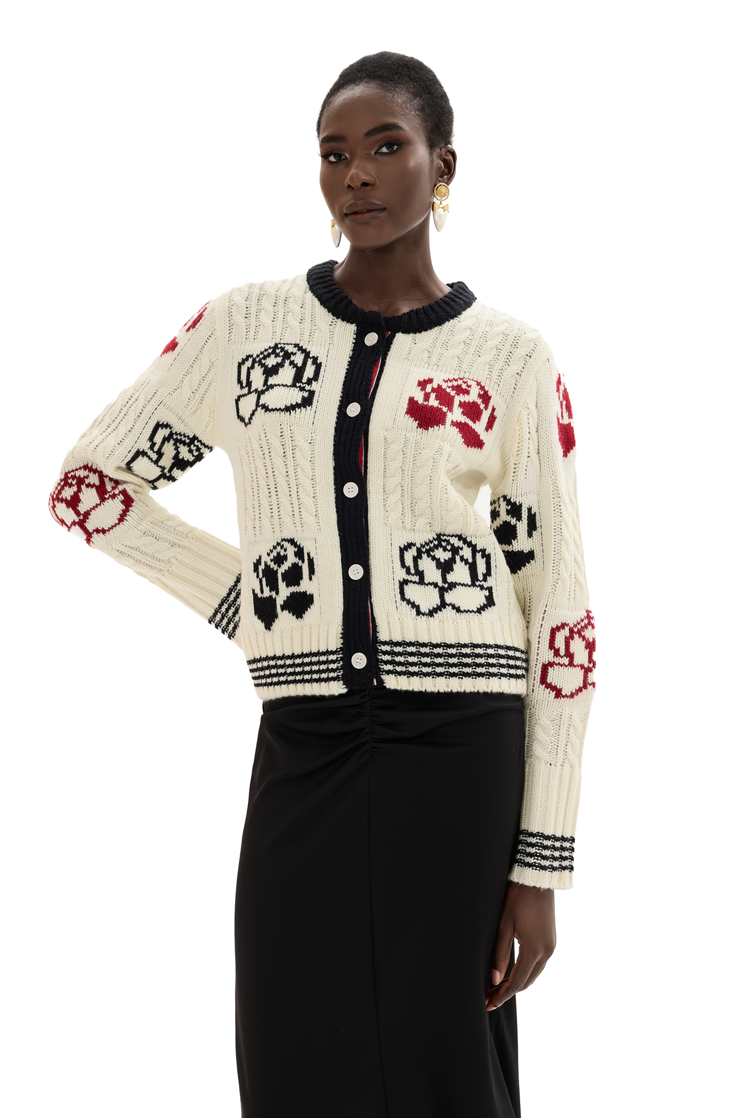 Knit Floral Long Sleeve Cardigan