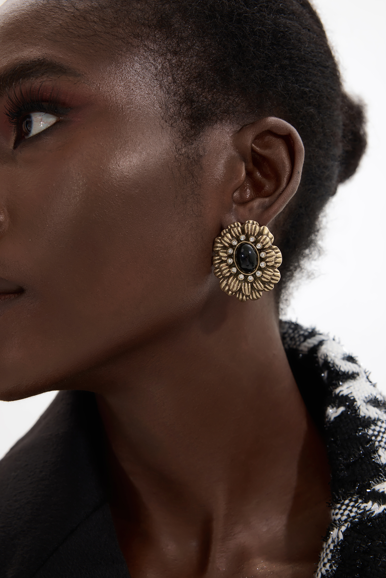 Rhinestone Gemstone Decor Flower Earrings