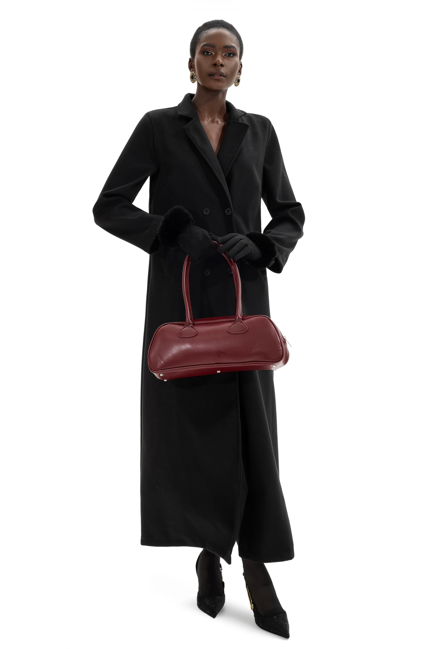 Solid Faux Leather Tote Clutches