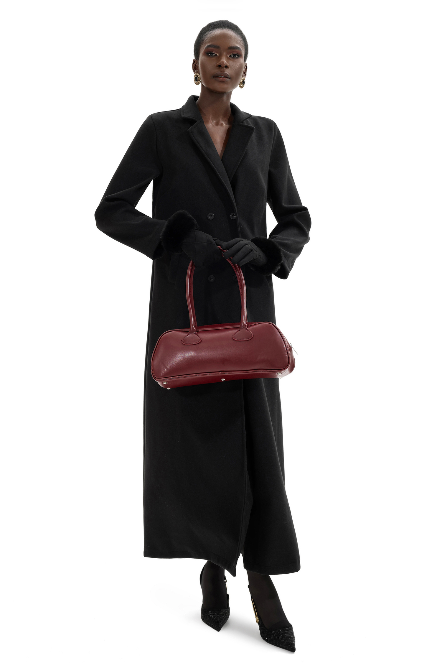 Solid Faux Leather Tote Clutches