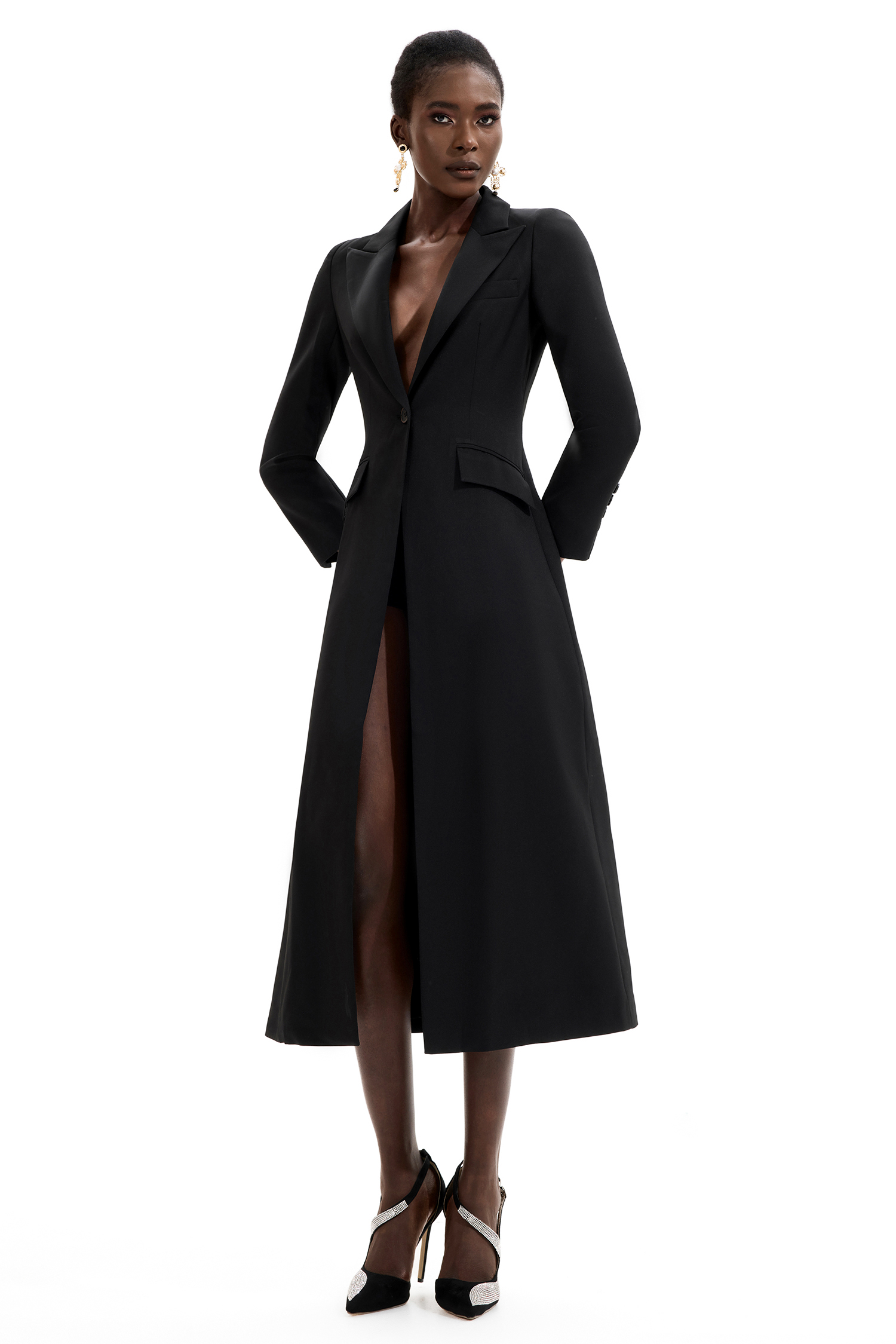 One-Button Long Sleeve Lounge Coat