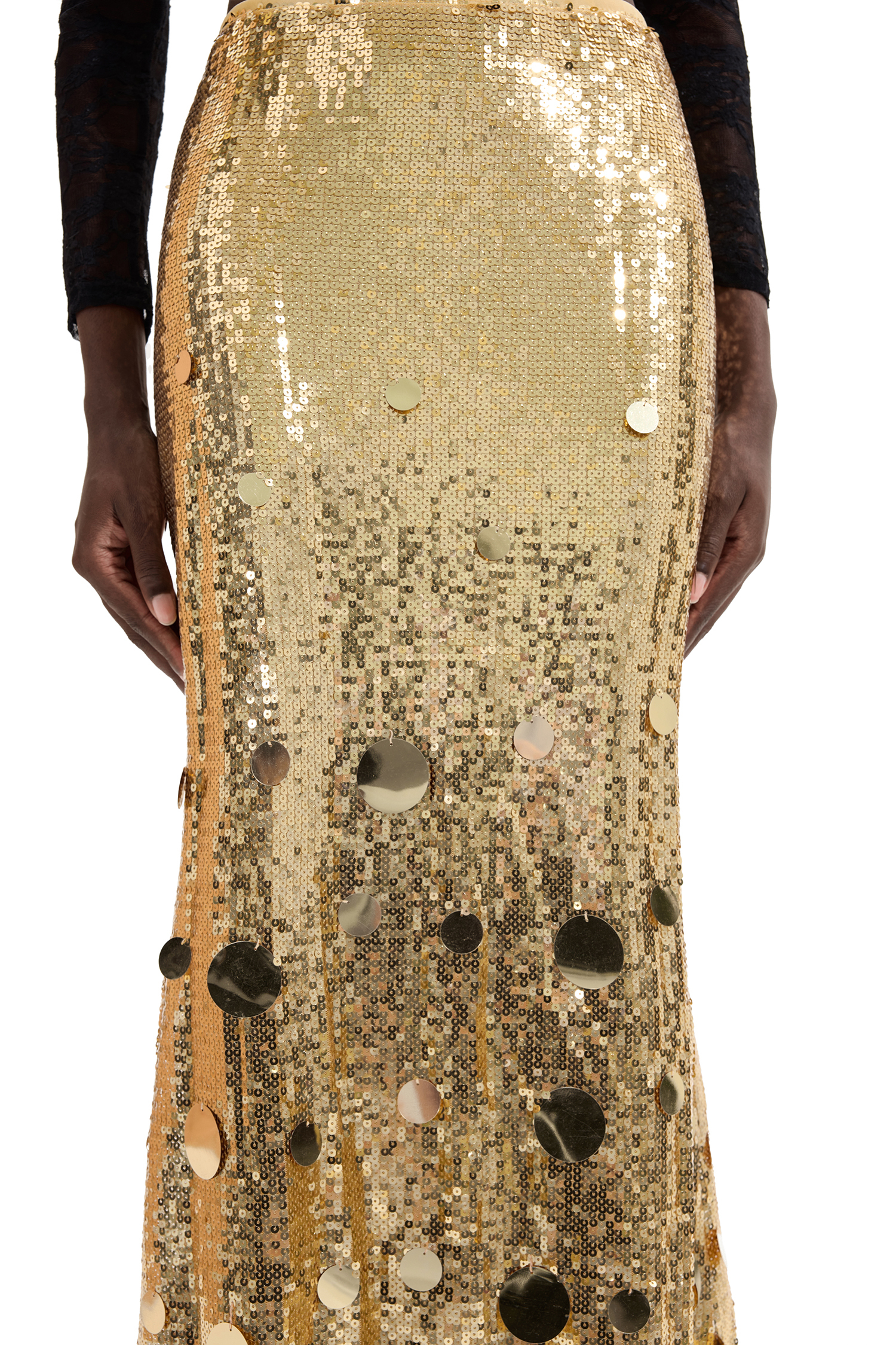 Low Waist Sequin Midi Skirt