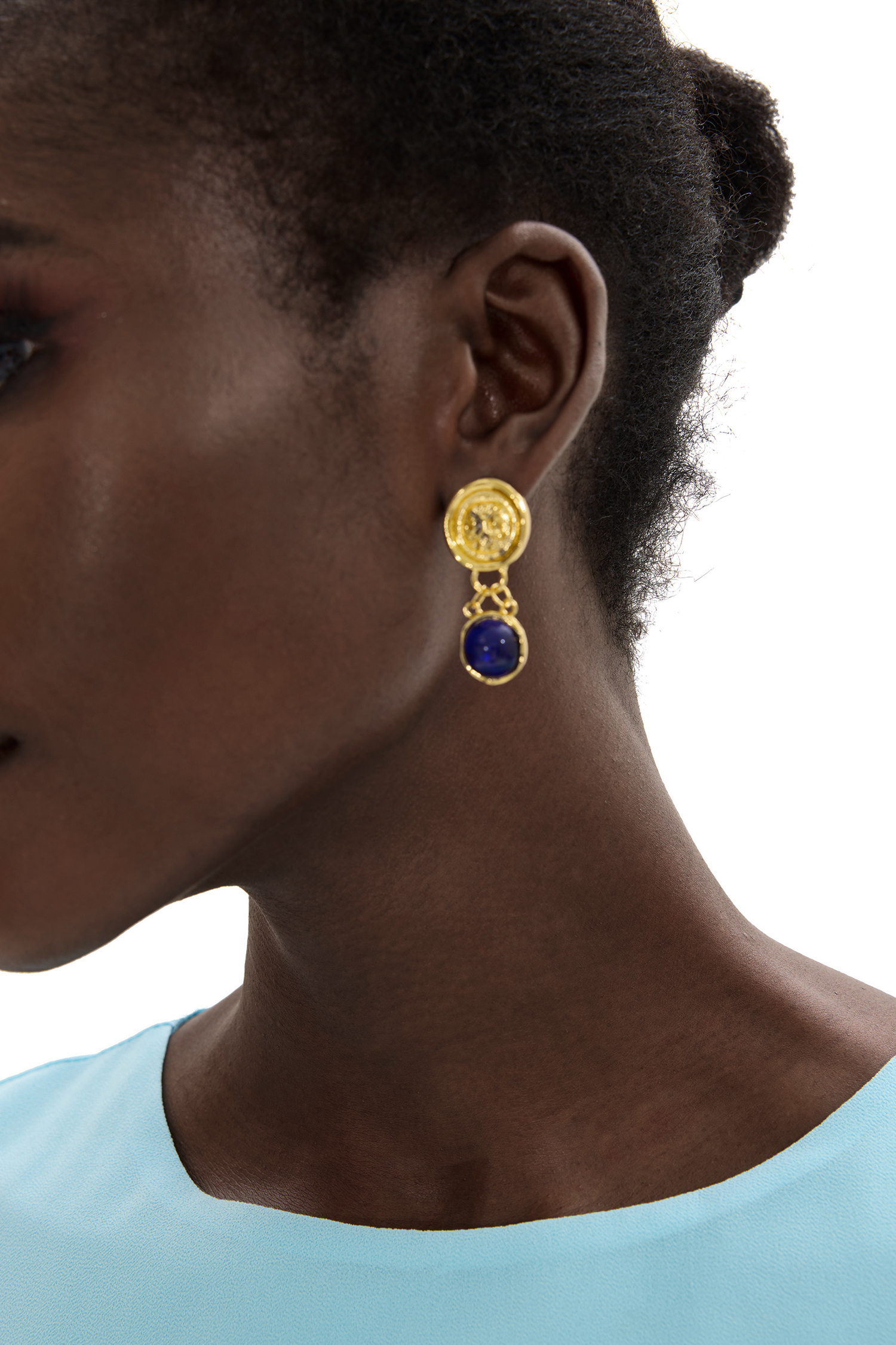 Metal Faux Sapphire Earrings