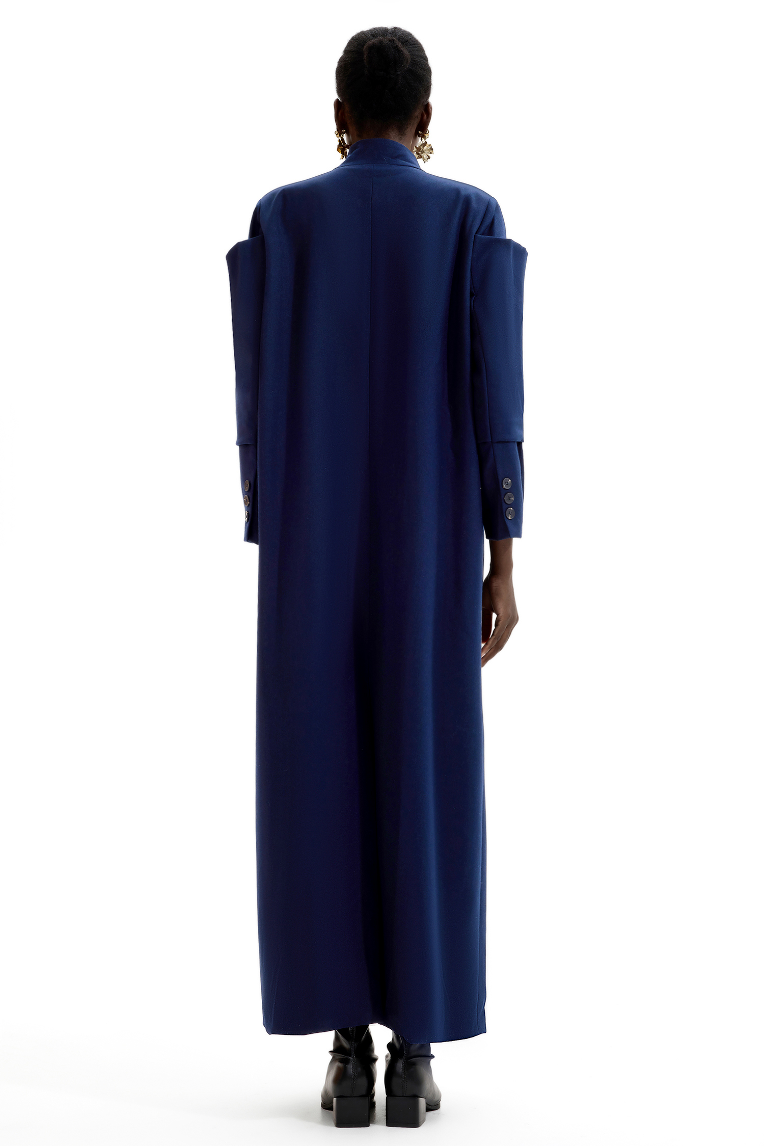 Splicing Stand Collar Midi Coat