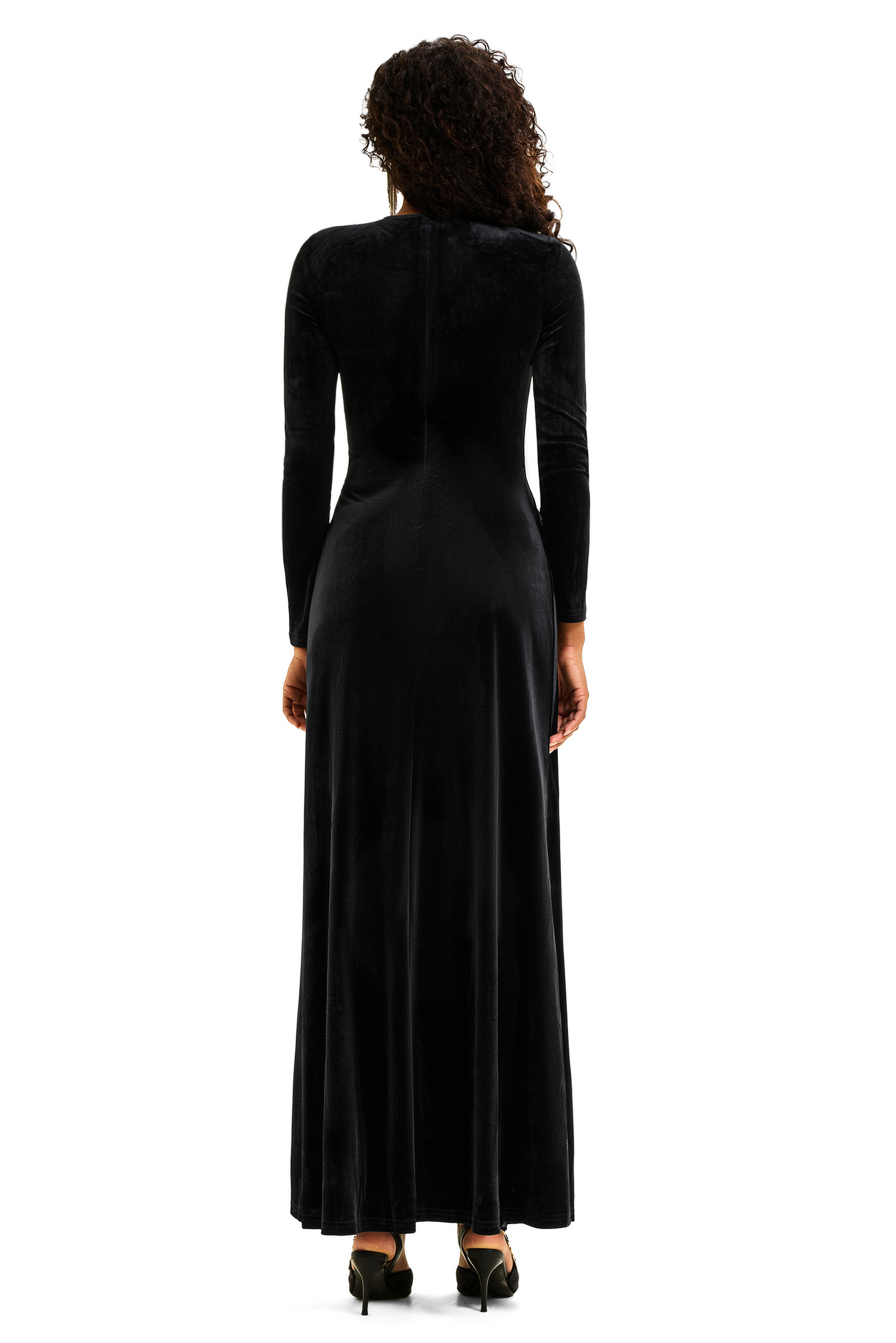 Sequin Velvet Splicing Midi Dress