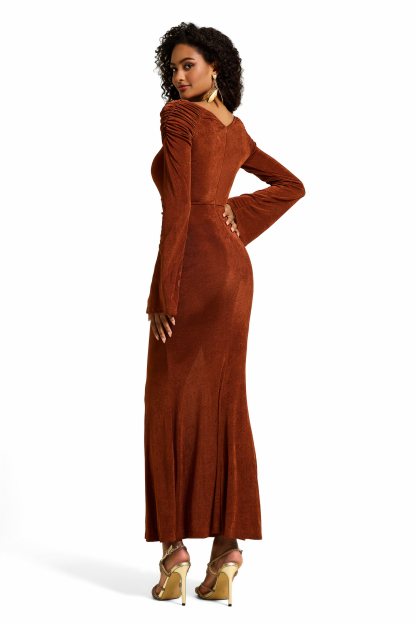 Solid Jersey Ruched Midi Dress