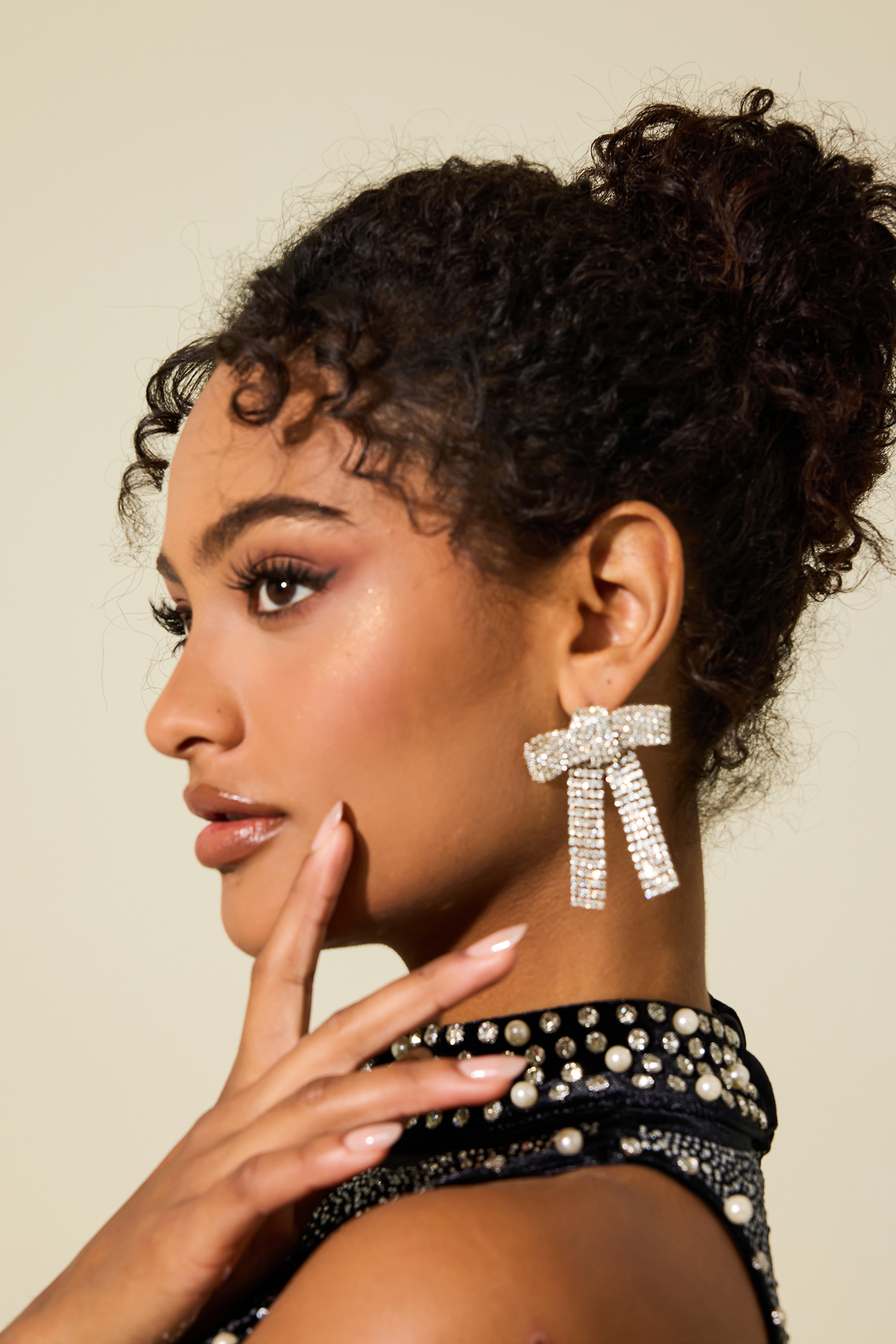 Rhinestone Bowknot Earrings