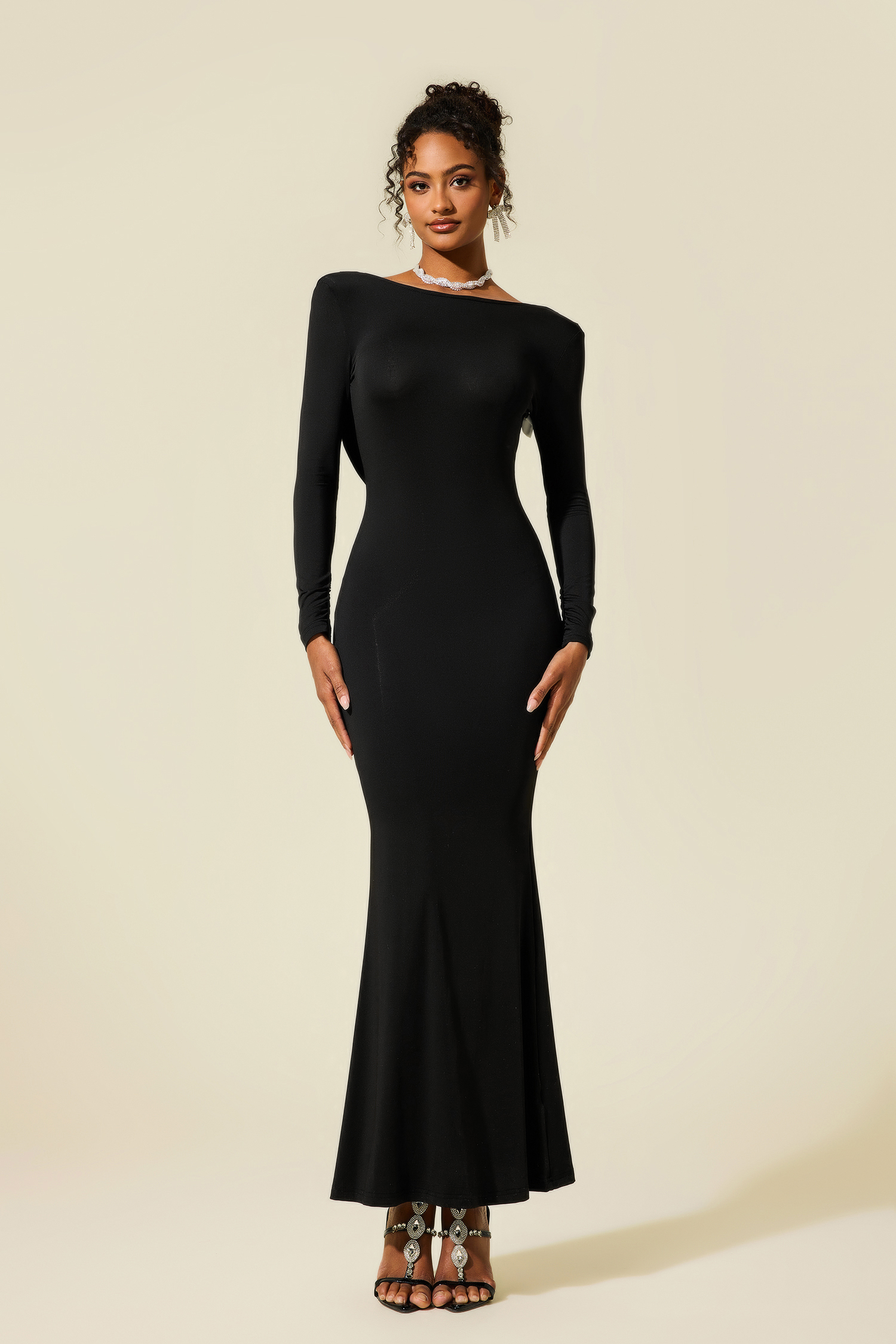 Jersey Bow Backless Midi Dress