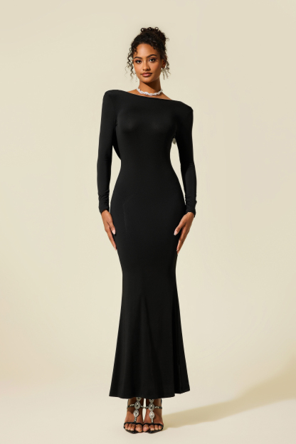 Jersey Bow Backless Midi Dress