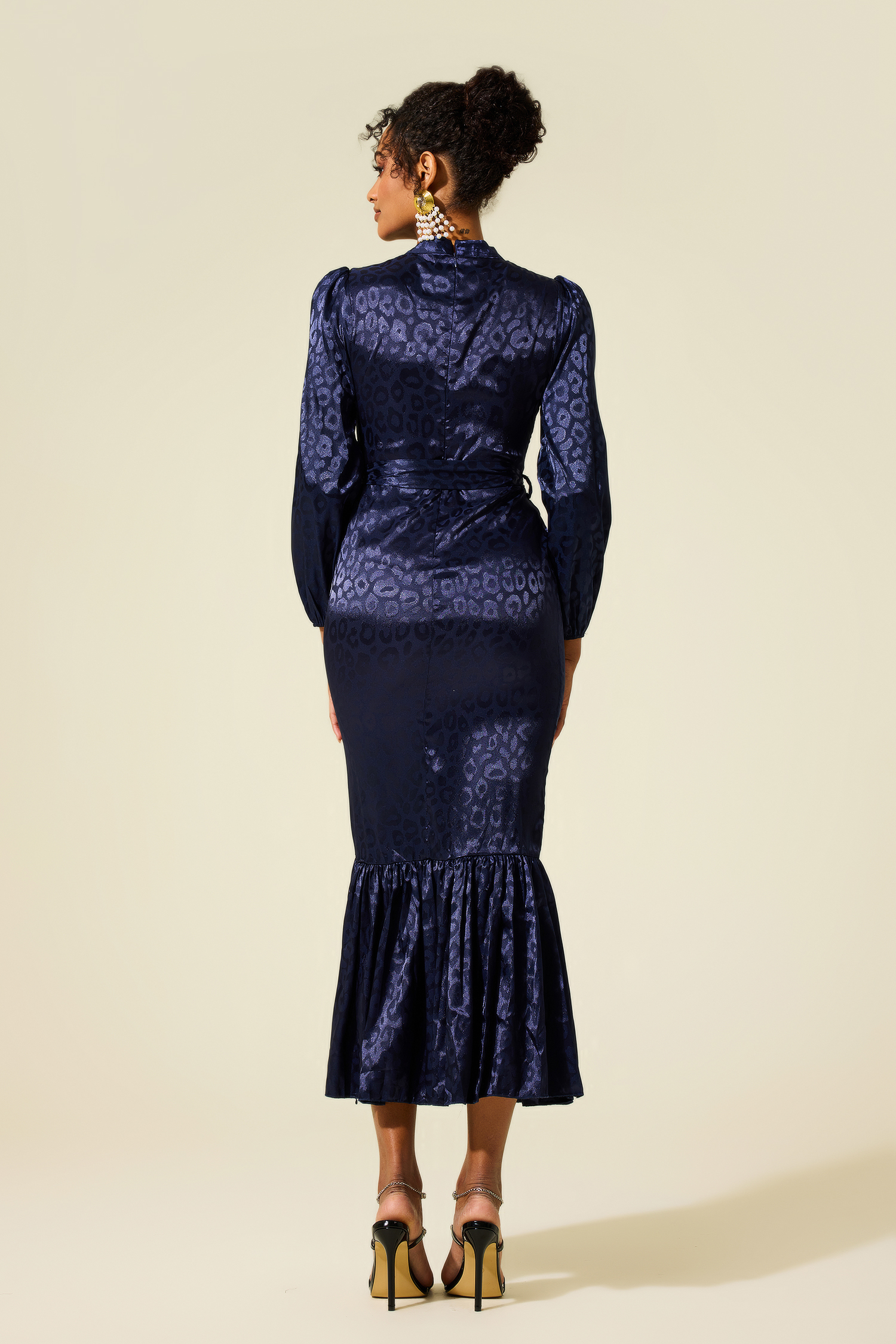 Embroidered Leopard Print Midi Dress