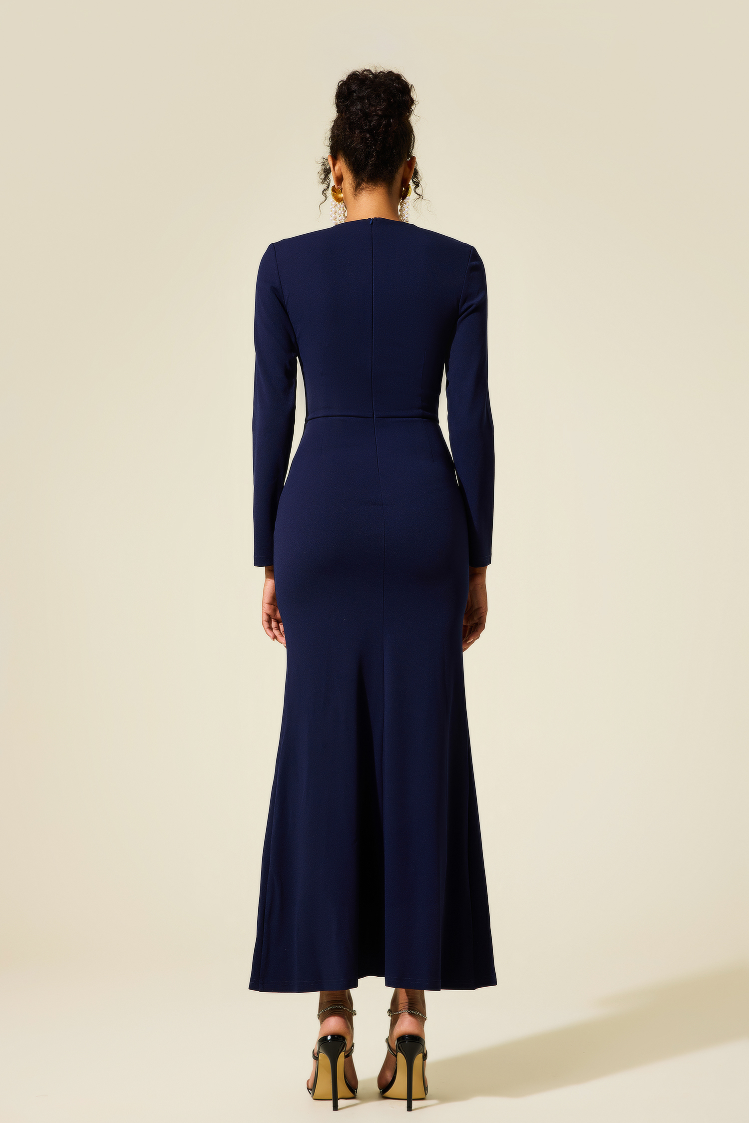 Solid Knotted Split Midi Dress