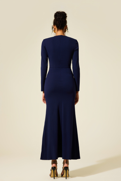 Solid Knotted Split Midi Dress