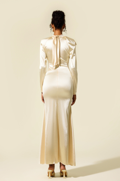 Solid Frill Cut-Out Midi Dress