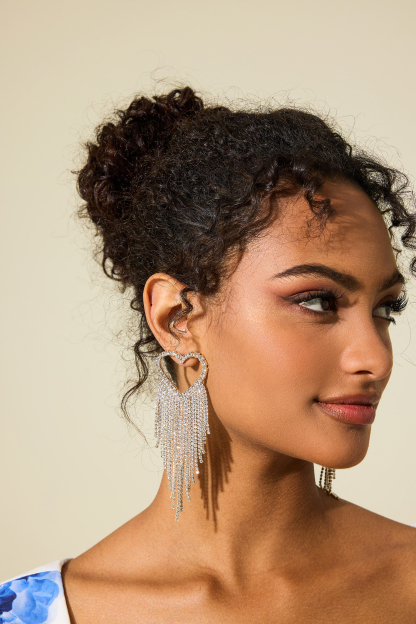 Rhinestone Tassel Drop Earrings