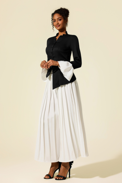 Bell Sleeve V-Neck Blazer & Solid Pants Set