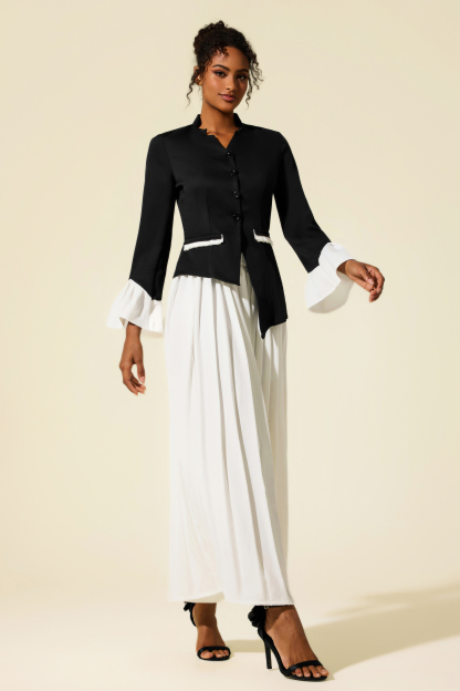 Bell Sleeve V-Neck Blazer & Solid Pants Set