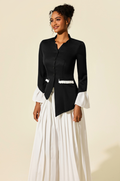 Bell Sleeve V-Neck Blazer & Solid Pants Set