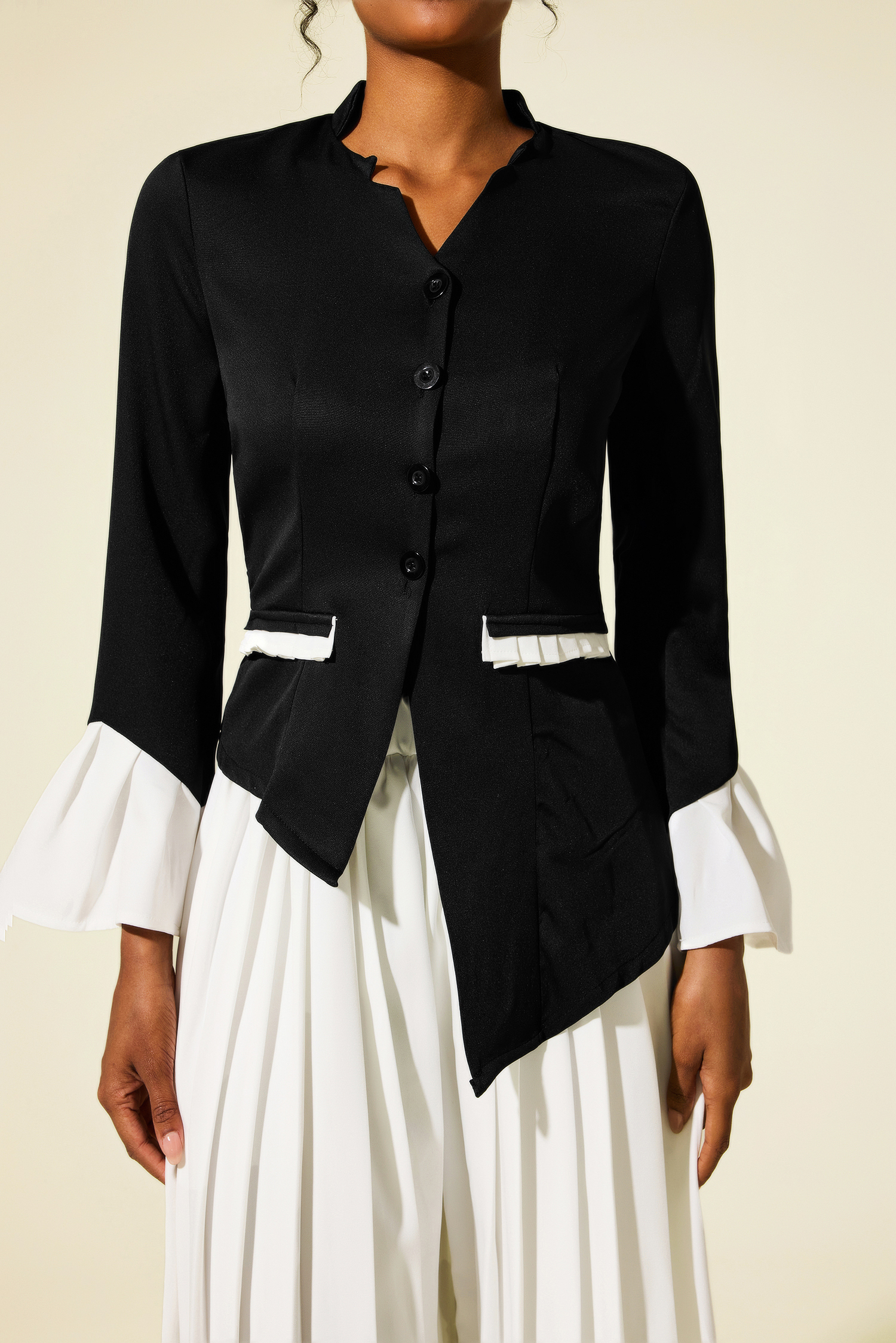 Bell Sleeve V-Neck Blazer & Solid Pants Set