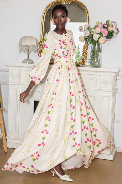 Floral Print Long Sleeve Maxi Dress