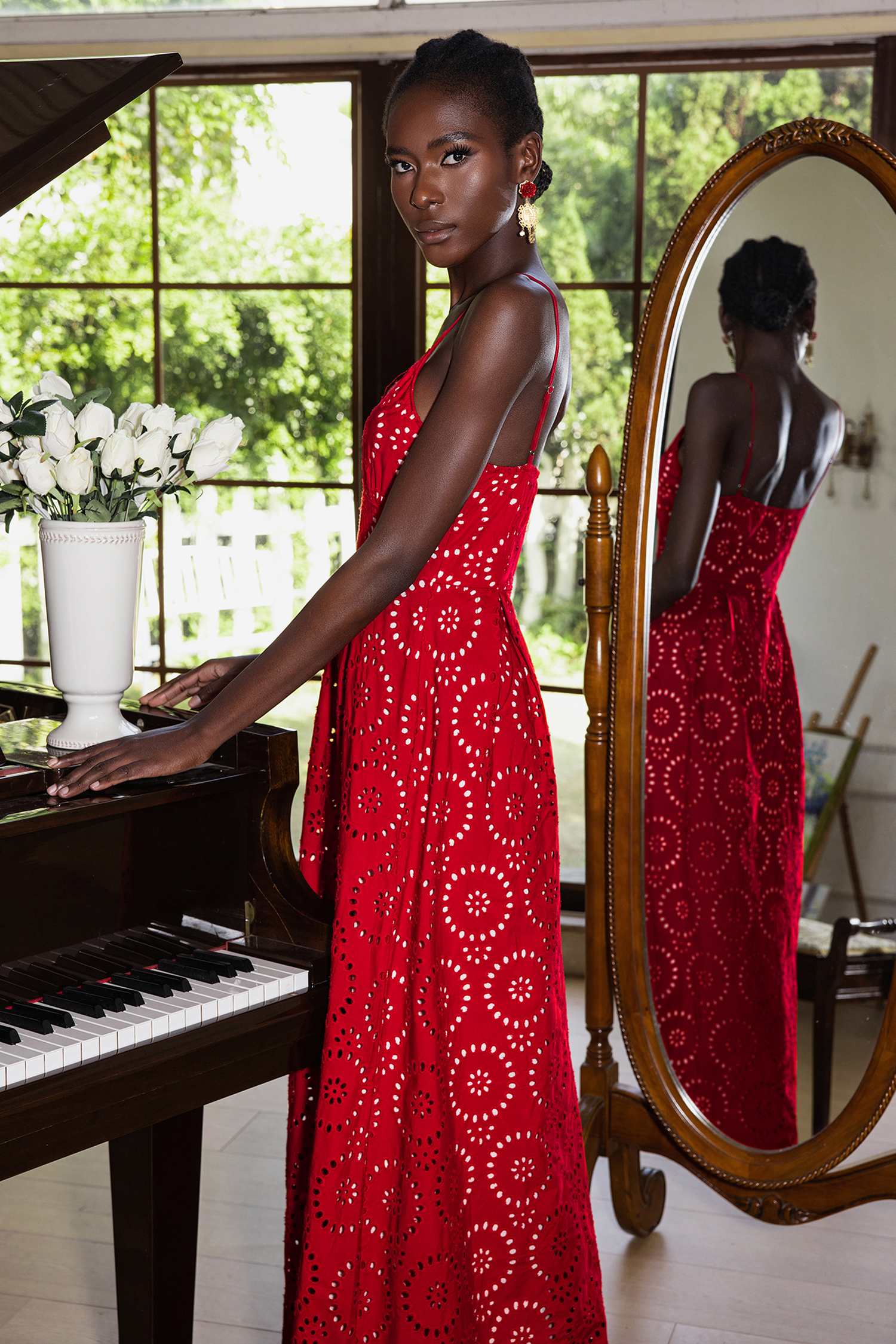 Lace Sweetheart Neckline Slip Maxi Dress