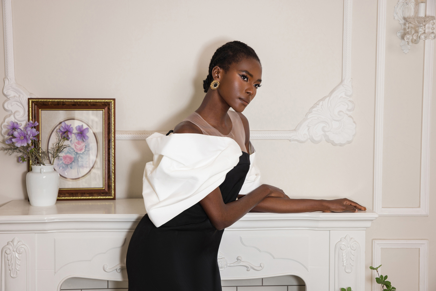 Bow Off-Shoulder Asymmetrical Midi Dress