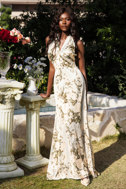 Floral Halter Neck Maxi Dress